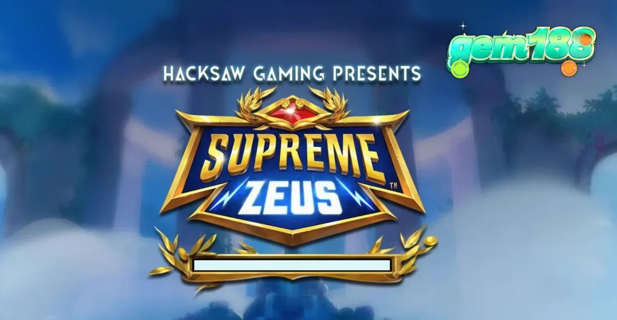 Tampilan visual slot Supreme Zeus dengan latar belakang Olympus yang megah